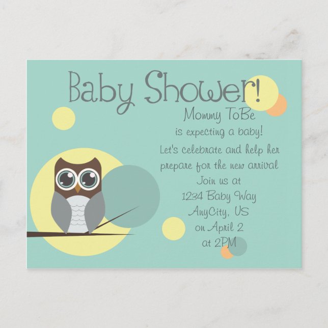 Owl Baby Shower - Invitaciones para postales de ni (Anverso)