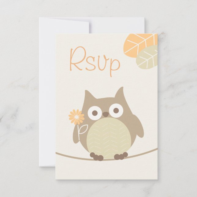 Owl Baby Shower Rsvp Sexo Neutral (Anverso)