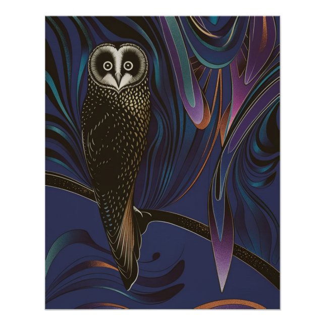 Owl Design Poster Wall Art Psychedelia (Anverso)