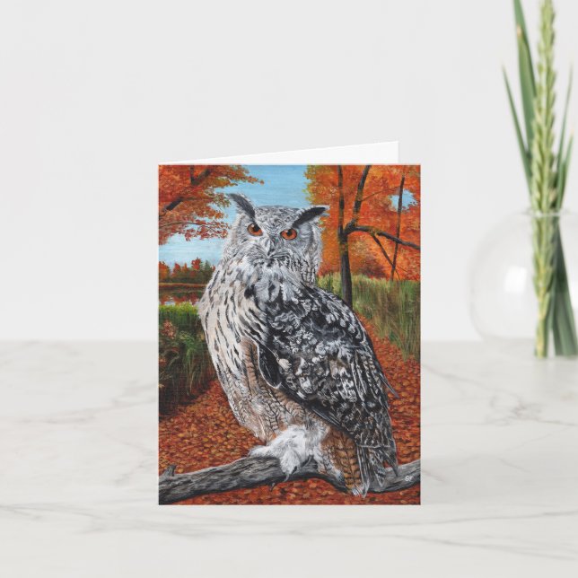Owl in Autumn Forest Fine Art  (Anverso)