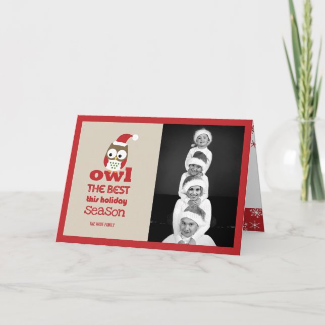 Owl La Mejor Tarjeta De Fotos De Navidades/Vacacio (Anverso)
