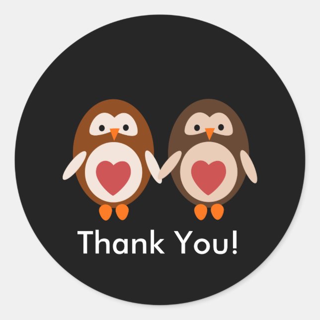 Owl love agradece a pegatina por tarjeta (Anverso)