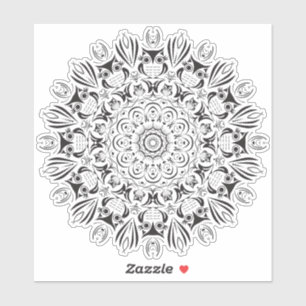 Owl mandala gran pegatina redonda