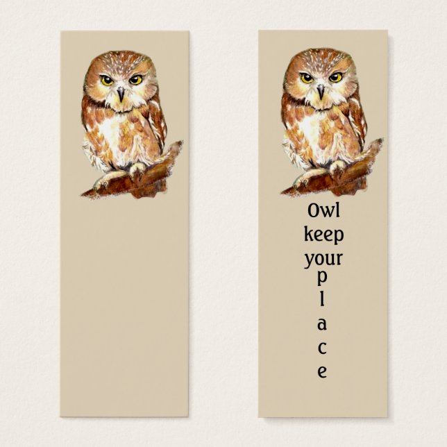 OWL mantenga su lugar Fun Bird Bookmark (Anverso y reverso)