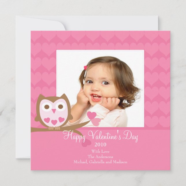 Owl OYE tarjeta de foto de San Valentín (Anverso)