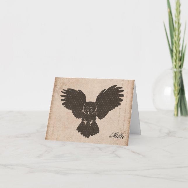 Owl Silhouette Personalizada Notecard (Anverso)