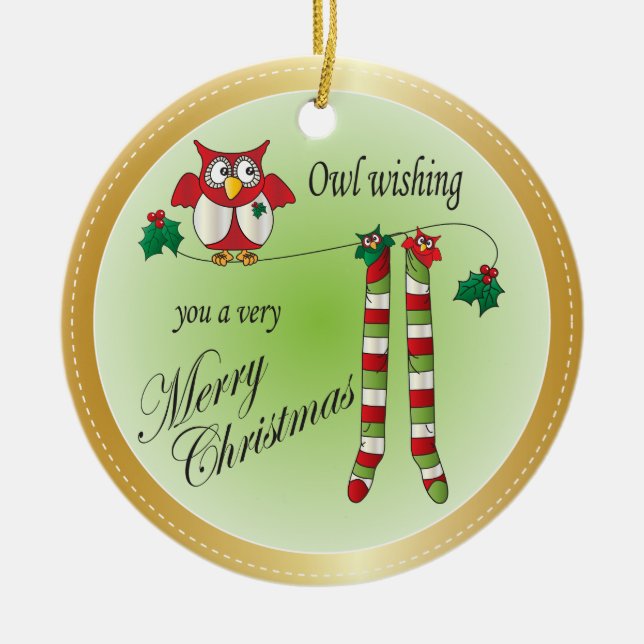 Owl te desea un adorno navideño (Frente)
