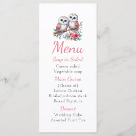 Owl Woodland Boho Rustic Country Wedding Menu