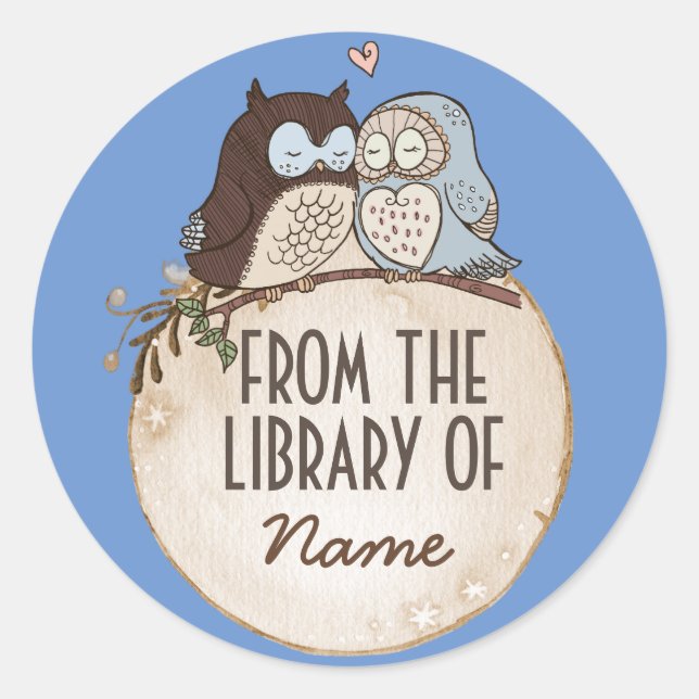 OWLS IN LOVE, PEGATINA ANIMAL, DE LA BIBLIOTECA DE (Anverso)