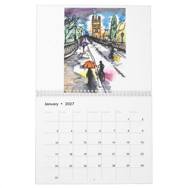 Oxford en el calendario Watercolor 2021 (Jan 2027)