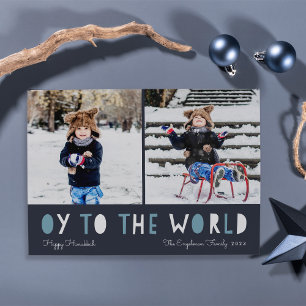 Oy to the World   Tarjeta fotográfica Hanukkah