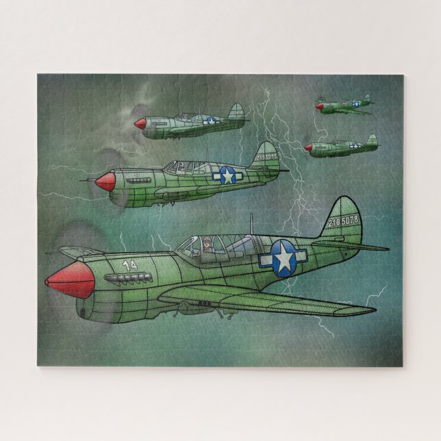 P-40 Warhawks Volando es un rompecabezas de tormen (Horizontal)