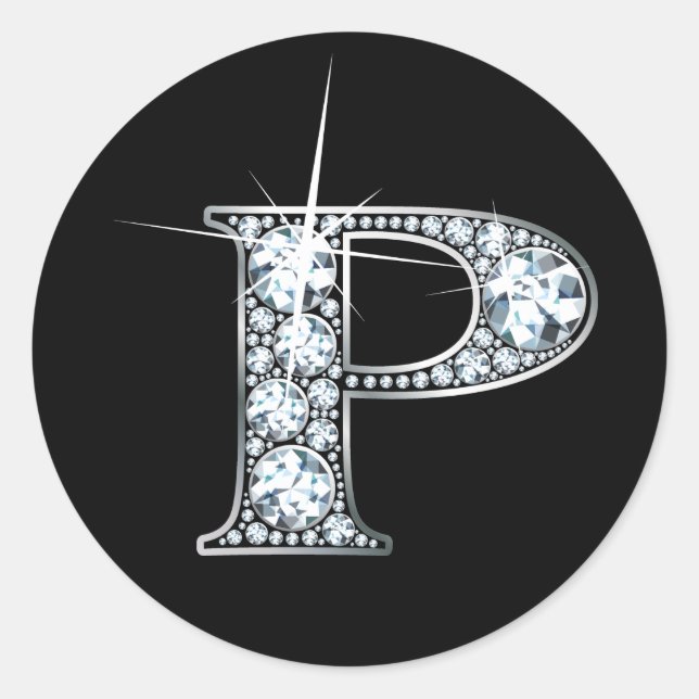 "P" Diamond Bling Pegatina (Anverso)
