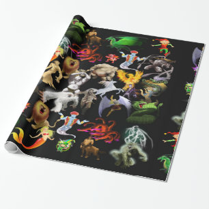 P es para Papel de Regalo de Fénix (Negro)
