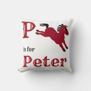 P es para Peter bebé niño Almohada para lanzar
