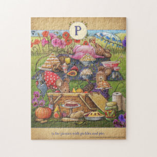 P es para picnics Cute Mouse puzzle Alphabet