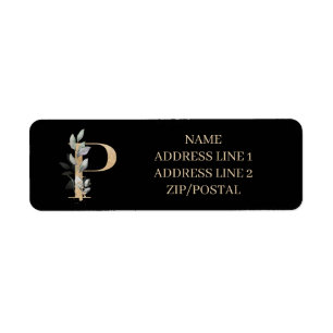 P Etiqueta personalizada de floral monograma