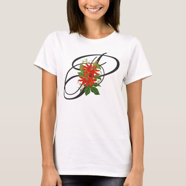 P inicial, camiseta de flores de pasión de época (Anverso)
