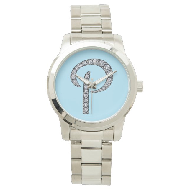 P monograma bling reloj de pulsera (Anverso)