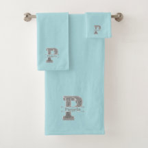 P Monograma de plata inicial personalizado Su nomb