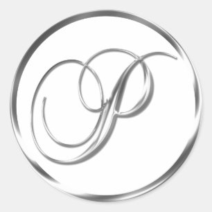 P Monograma Sobre Plata Faux O Sello Favorito