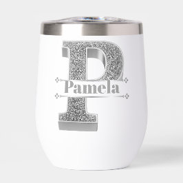 P P Monograma de plata inicial personalizado Su no