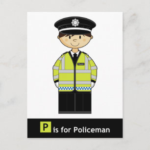 P para la tarjeta postal del policía
