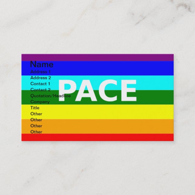 Pace(Peace) Flag Tarjeta de negocios italiana (Anverso)