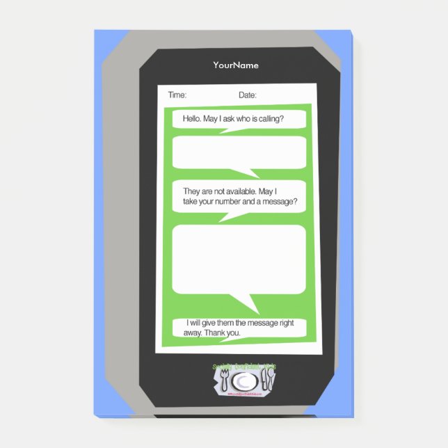 Pad de mensajes de teléfono personalizado en nota  (Anverso)
