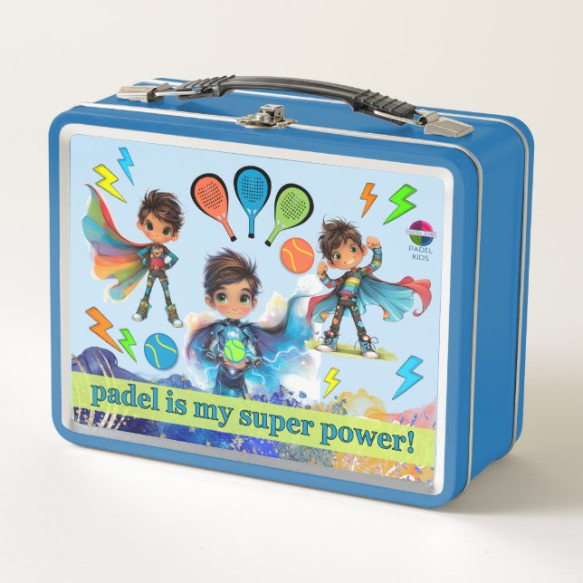 PADEL LUNCHBOX - PADEL BOYS SUPERHEROES in BLUE (Anverso)