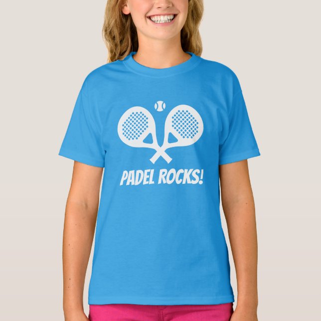 Padel Tennis Rocks camiseta azul chica para jugado (Anverso)