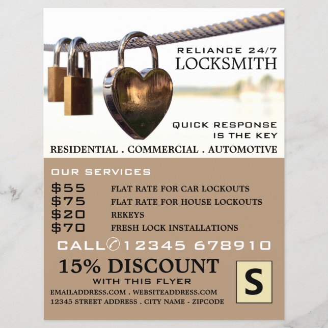 Padlocks Colgando en Rope, publicidad de locksmith (Frente)
