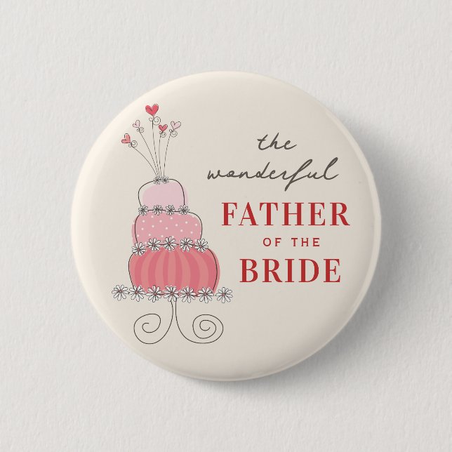 PADRE DE LA NOVIA botón Pastel de Boda rosa dulce (Anverso)