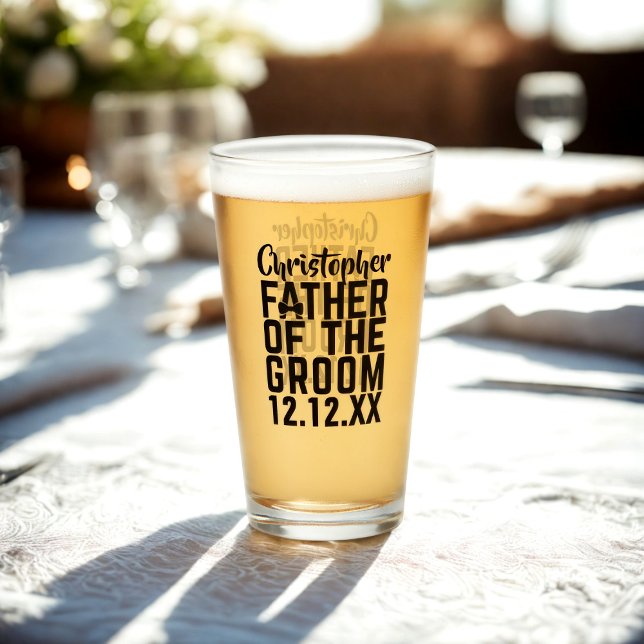 Padre del Boda del nombre de la madre Tumbler de v (Father of the Groom Glass with space for their name and your wedding date)