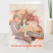 PADRE E HIJA LEEN TARJETA DE TIEMPO