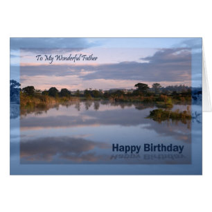 Padre, el lago en la tarjeta de cumpleaños del ama