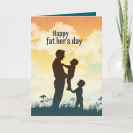 Padre I niños silueta Día de los padres Tarjeta pl