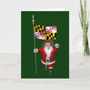Padre Navidad Con Bandera De Maryland