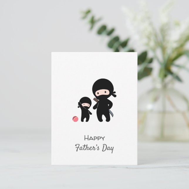 Padre Ninja y postal infantil (Anverso de pie)