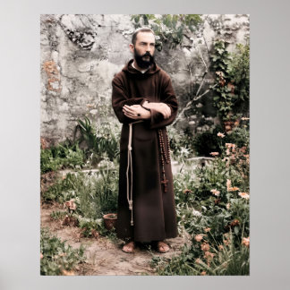 Padre Pio en el jardín Arte católico de santos