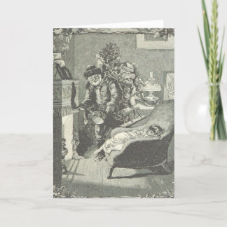 Padre Vintage Navidad Santa Claus Baby Fireside