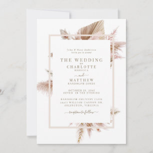 Padres beige de pampas invitación a matrimonio