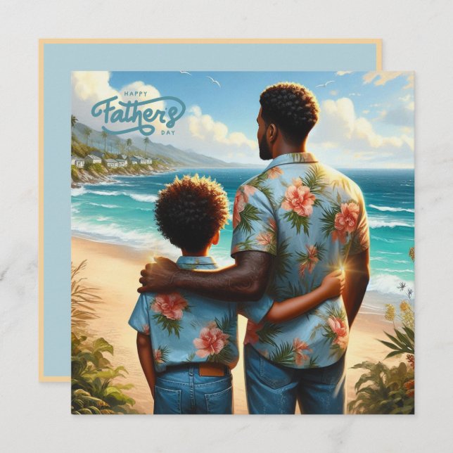 Padre's Day Beach Bond Ethnic Padre e Hijo (Anverso / Reverso)