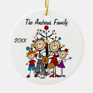 Padres Familiares, Niño, Chica, Perro, Ornamento G