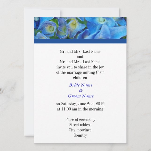 Padres novios y novios, invitación a la boda (Anverso)