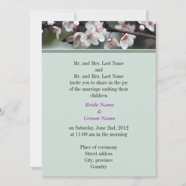 Padres novios y novios, invitación a la boda (Anverso)