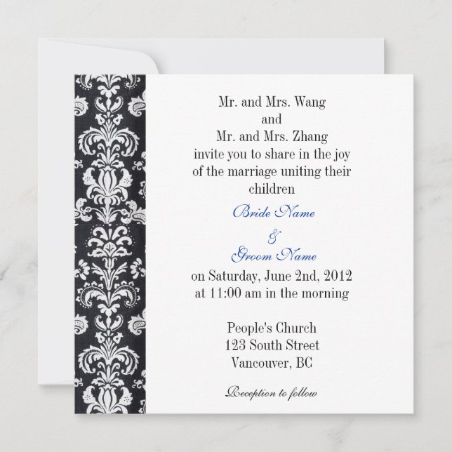 Padres novios y novios, invitación a la boda (Anverso)