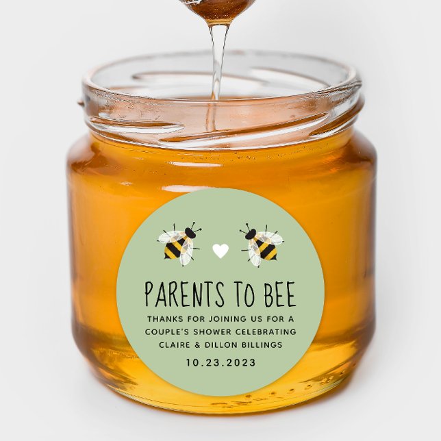 Padres verdes se inclinan por Pegatina Baby Shower (Mint green sticker for Parents to Bee baby shower honey themed favor)