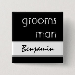 Padrino de boda - botón moderno blanco y negro de