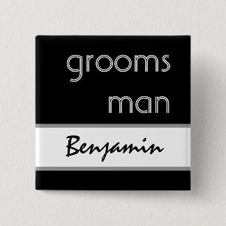 Padrino de boda - botón moderno blanco y negro de
